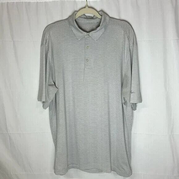 Walter Hagen 11 Majors Golf Polo Shirt Mens XL Gray Striped Performance Stretch - Picture 1 of 4